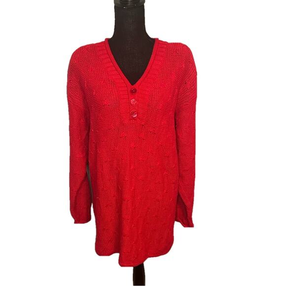 Yarn Works Red Knit Sweater - Picture 1 of 7